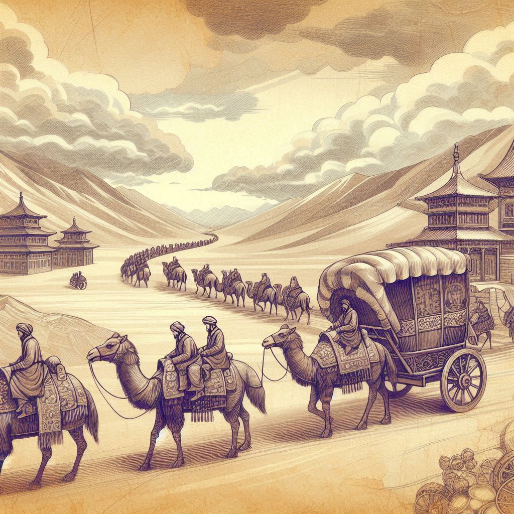 caravan at the silk roads.
